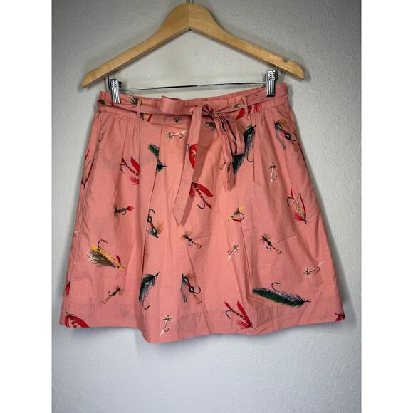 Women's L.L. Bean Coral Fly Fishing Print Mini Skirt Size Small New - Picture 8 of 10